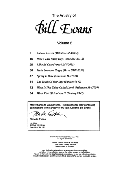 The Artistry of Bill Evans, Volume 2
