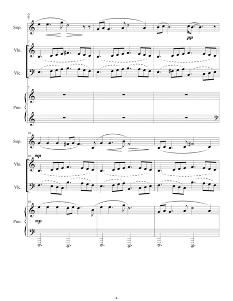 Vocalise for High Voice, Violin, Cello and Piano - Opus 9 Small Ensemble scores gallery preview page 4