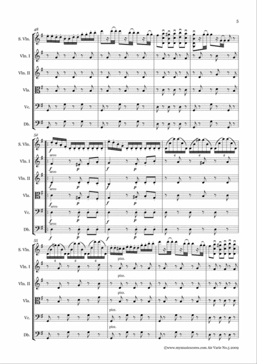 Dancla Air and Variations Op.89 No.5 String Orchestra scores gallery preview page 6