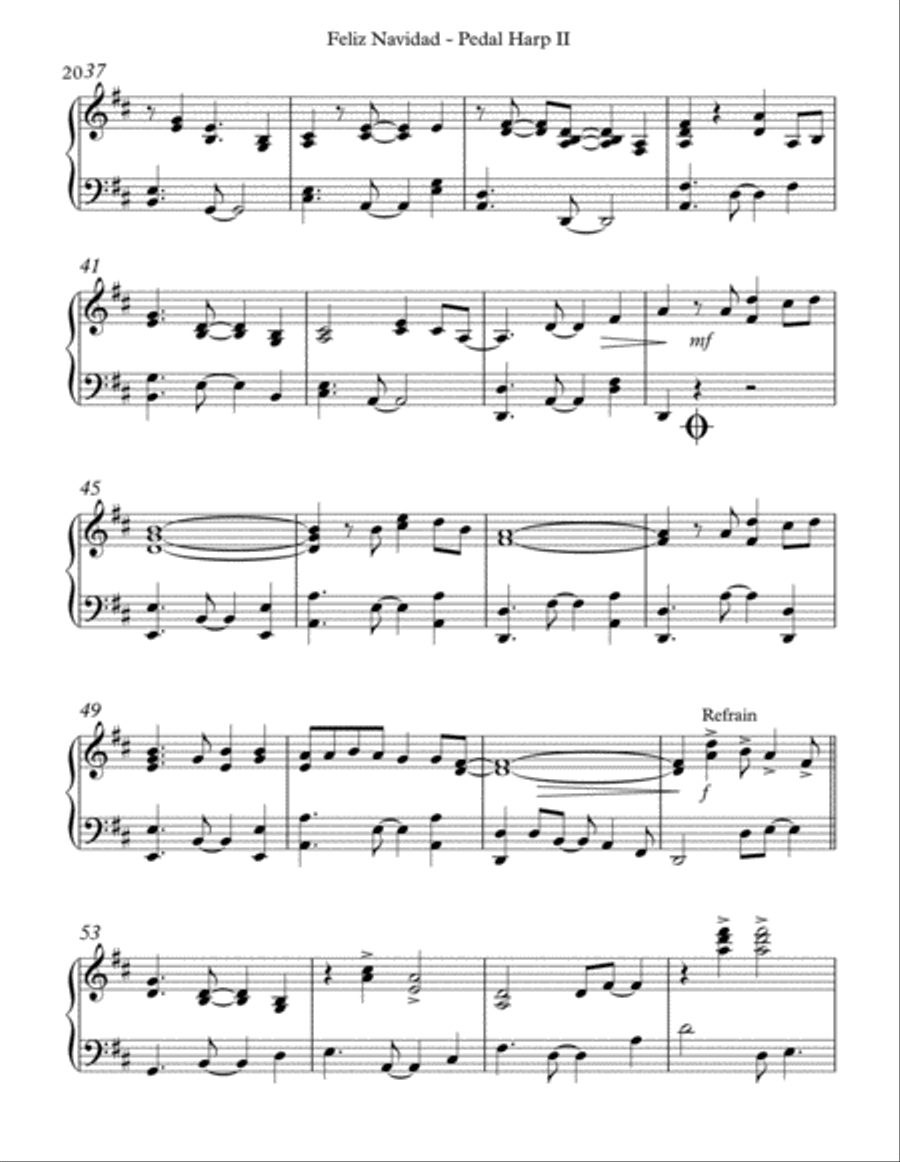Feliz Navidad Pedal Harp scores gallery preview page 4
