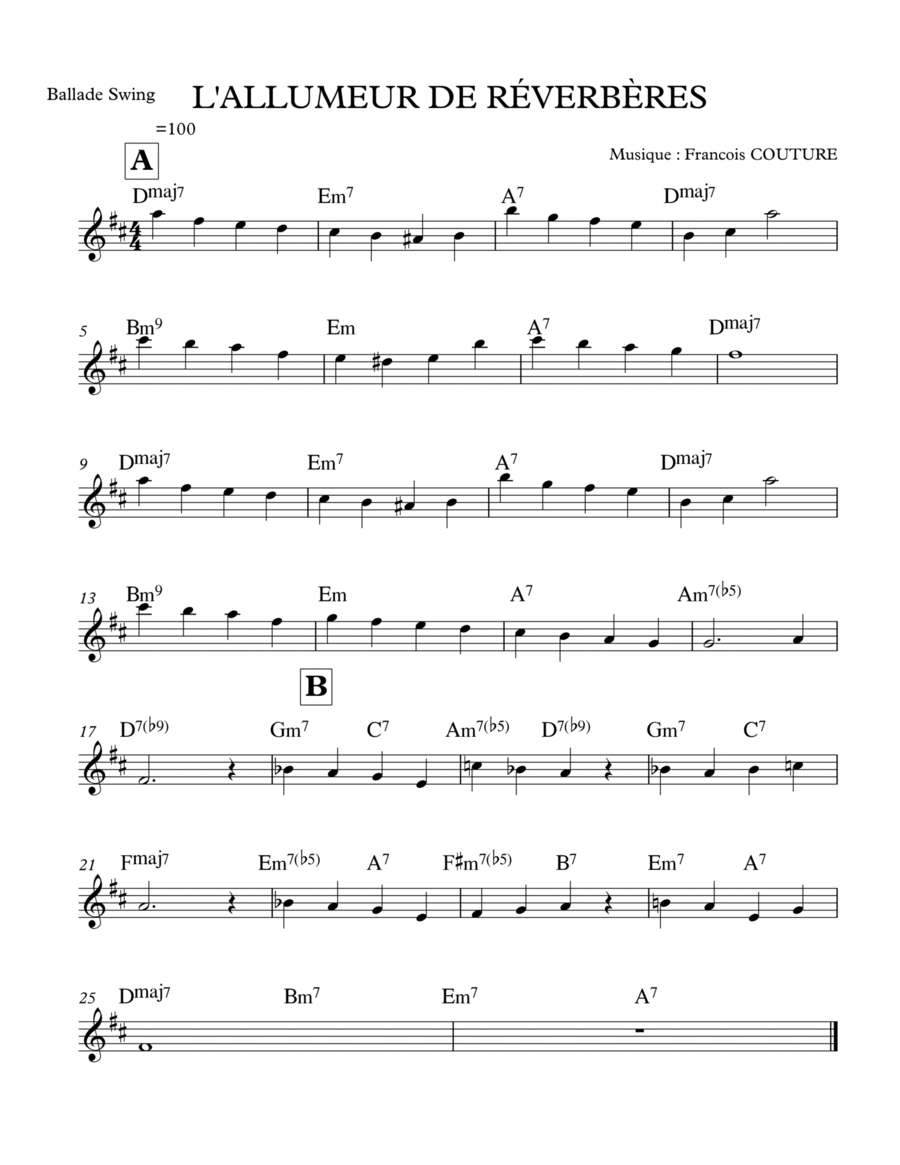L'ALLUMEUR DE REVERBERES Piano scores gallery preview page 1