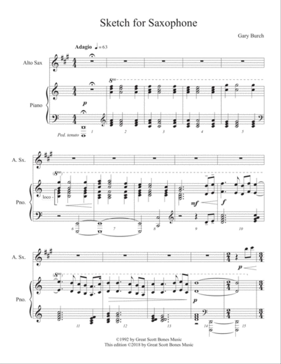 Sketch for Saxophone Alto Saxophone scores gallery preview page 2