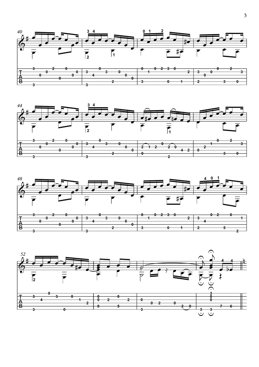 Sunflower Slow Drag Guitar solo Classical Guitar scores gallery preview page 3
