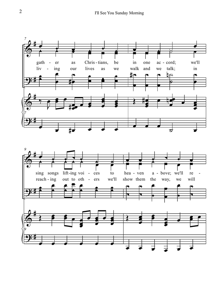 I'll See You Sunday Morning Piano, Vocal scores gallery preview page 2