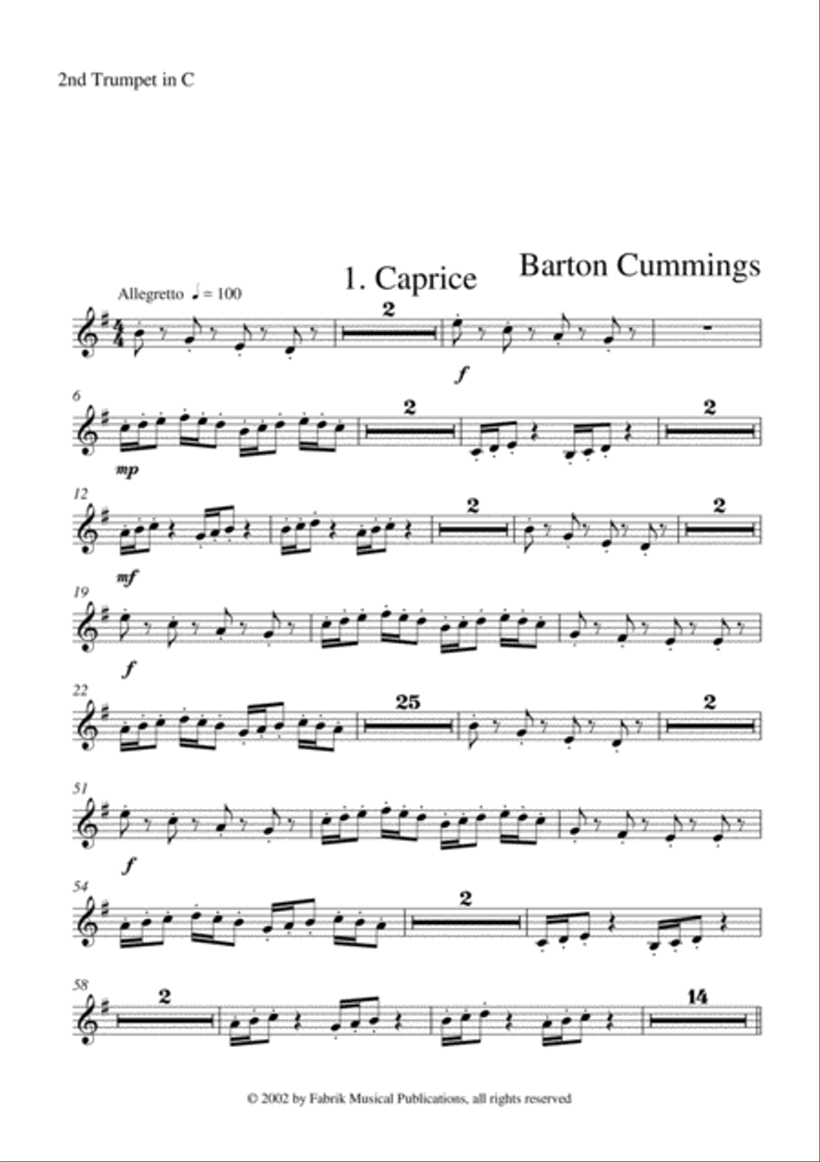 Barton Cummings: Concertino for contrabassoon and concert band, 2nd C trumpet part Concert Band scores gallery preview page 1