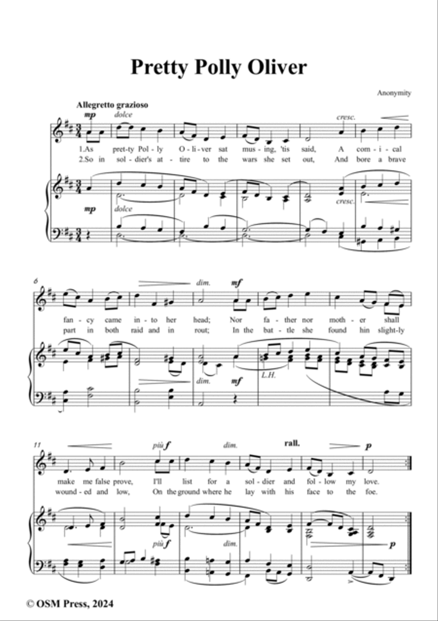 Anonymous-Pretty Polly Oliver,in D Major Voice scores gallery preview page 2