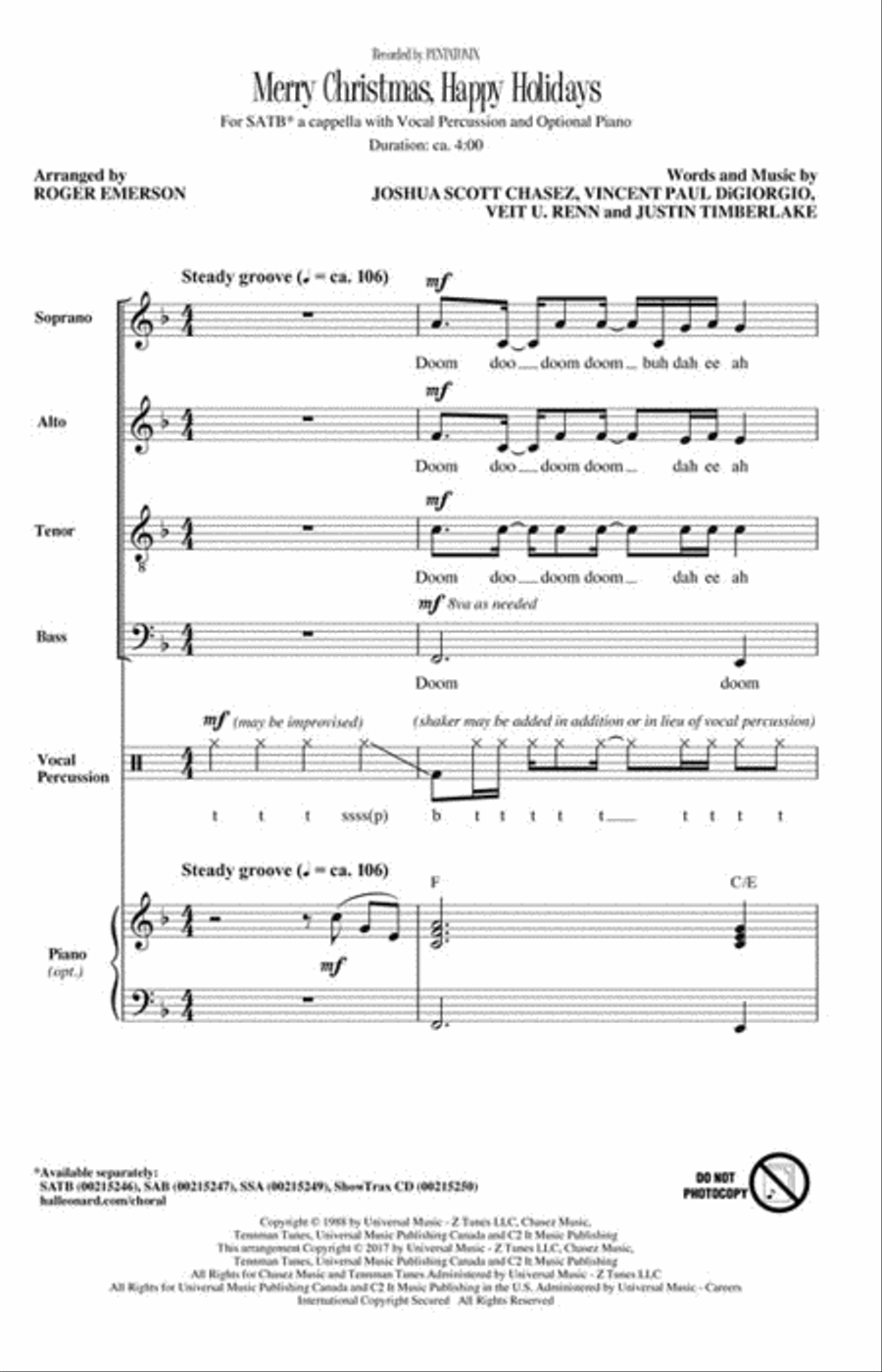 Merry Christmas, Happy Holidays A Cappella scores gallery preview page 2