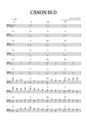 Pachelbel Canon in D • cello sheet music with chords
