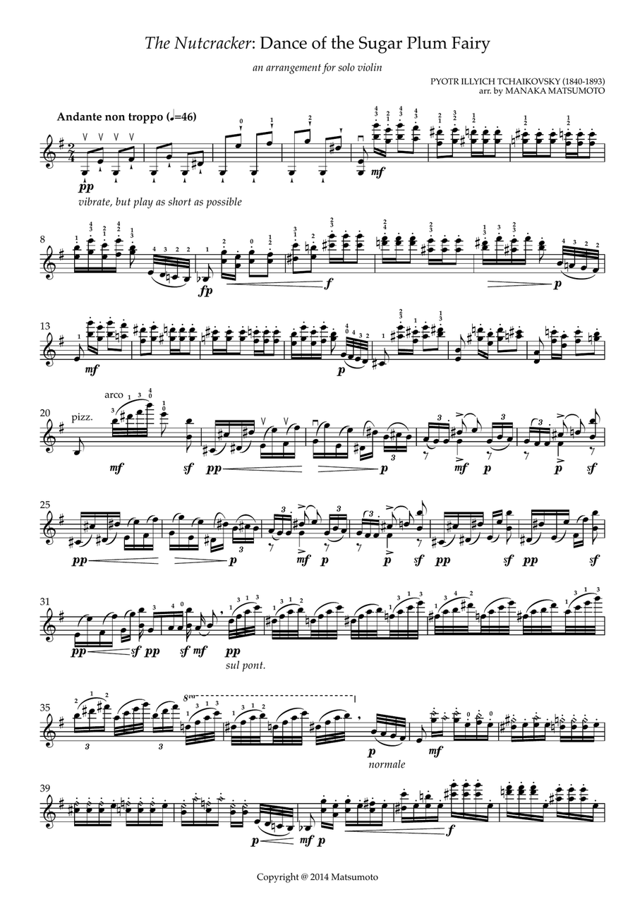 The Nutcracker - Dance of the Sugar Plum Fairy for solo violin Violin Solo scores gallery preview page 2