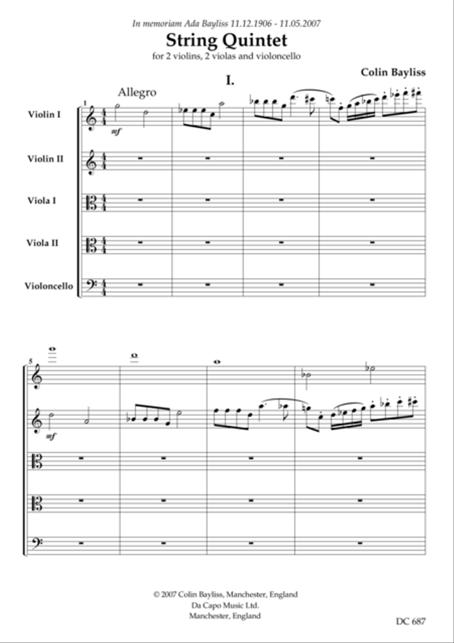 STRING QUINTET (score)