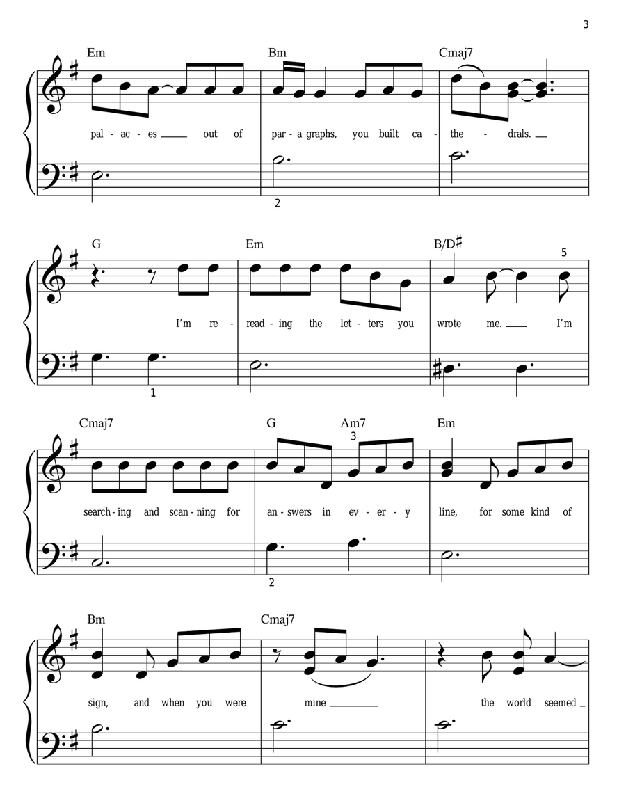 Burn (from Hamilton) Easy Piano scores gallery preview page 3