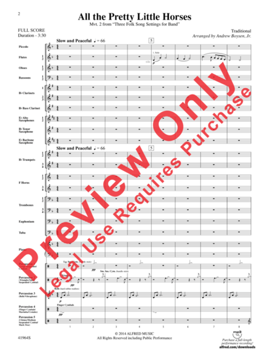 All the Pretty Little Horses Concert Band scores gallery preview page 3