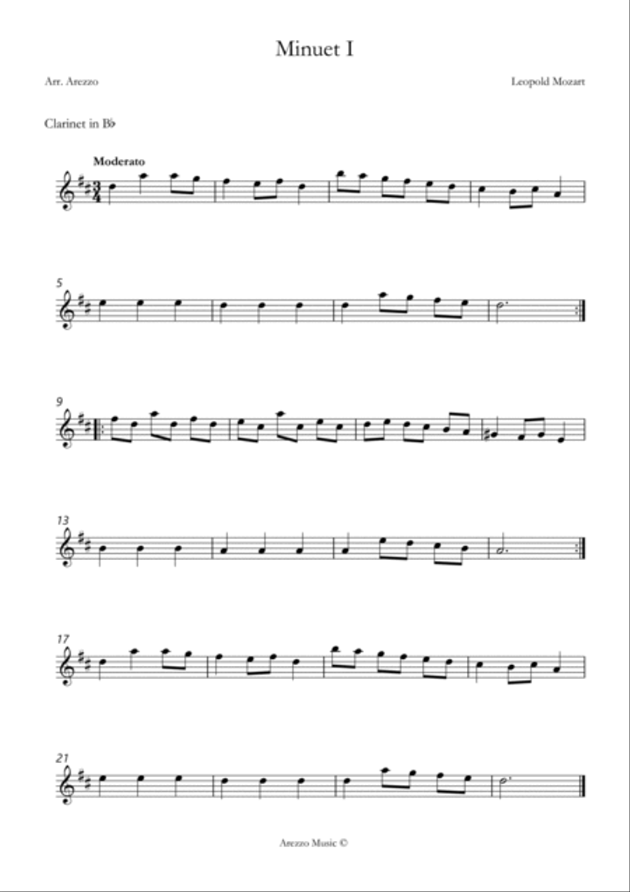 leopold mozart notebook for wolfgang minuet I Clarinet and Trombone sheet music Chamber Music scores gallery preview page 2