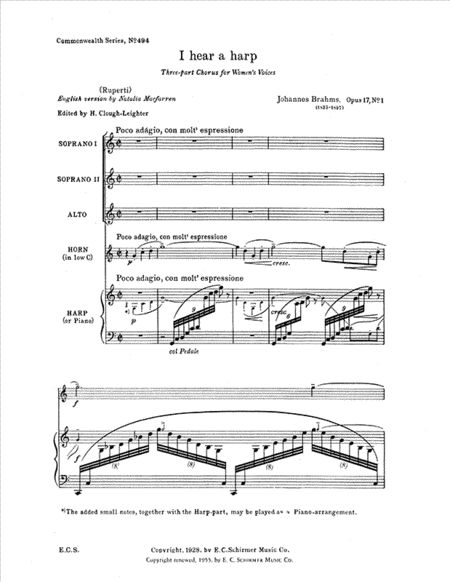 Gesaenge fuer Frauenchor, Op. 17: No. 1. I Hear a Harp