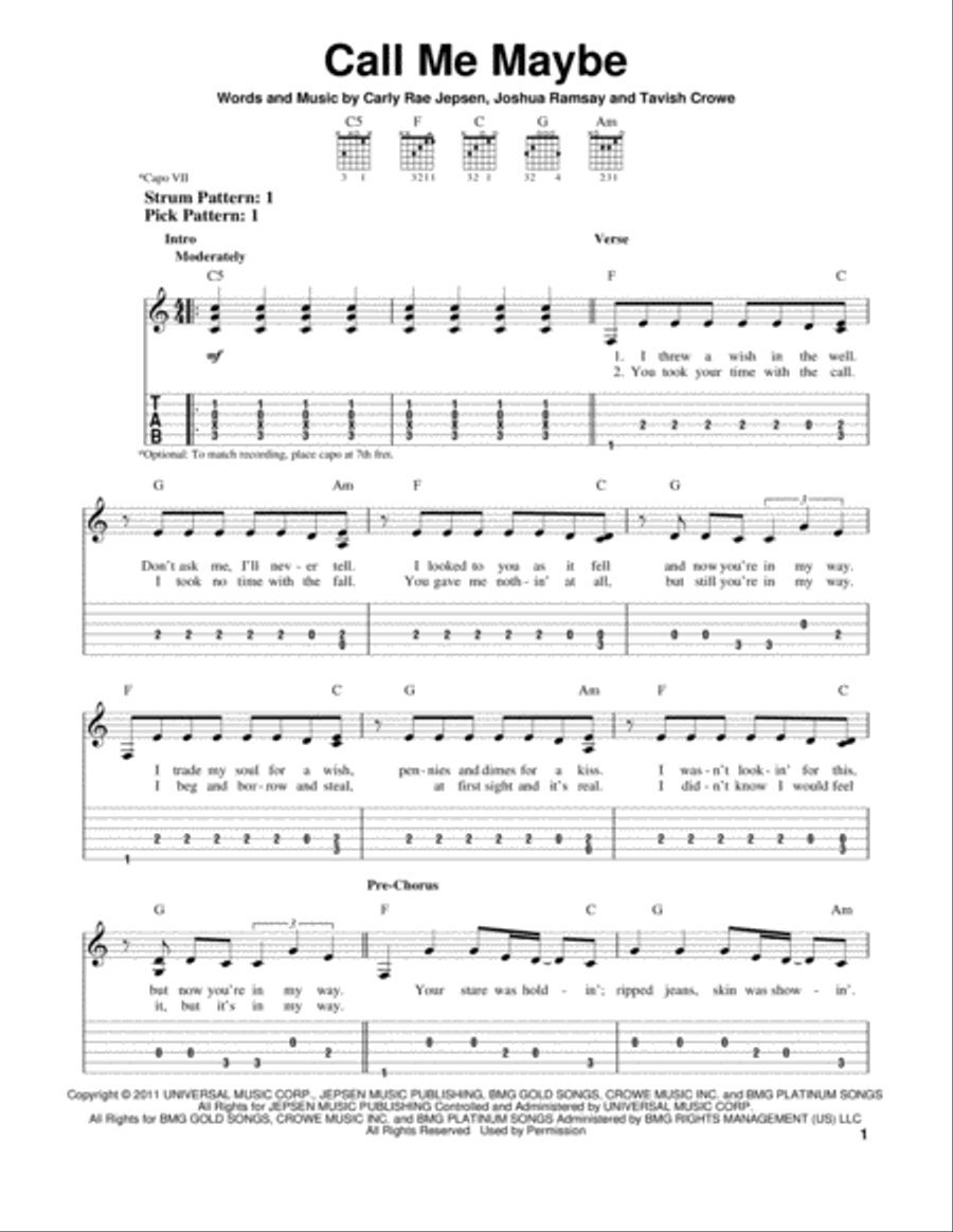 Call Me Maybe Call Me Maybe Acoustic Guitar scores gallery preview page 1