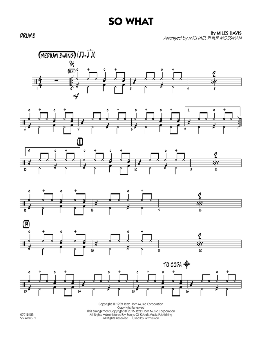 So What - Drums Jazz Ensemble scores gallery preview page 1
