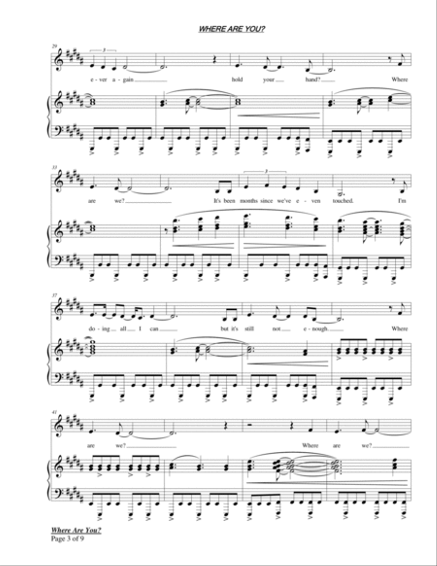 Where Are You? for Voice and Piano Voice Solo scores gallery preview page 5