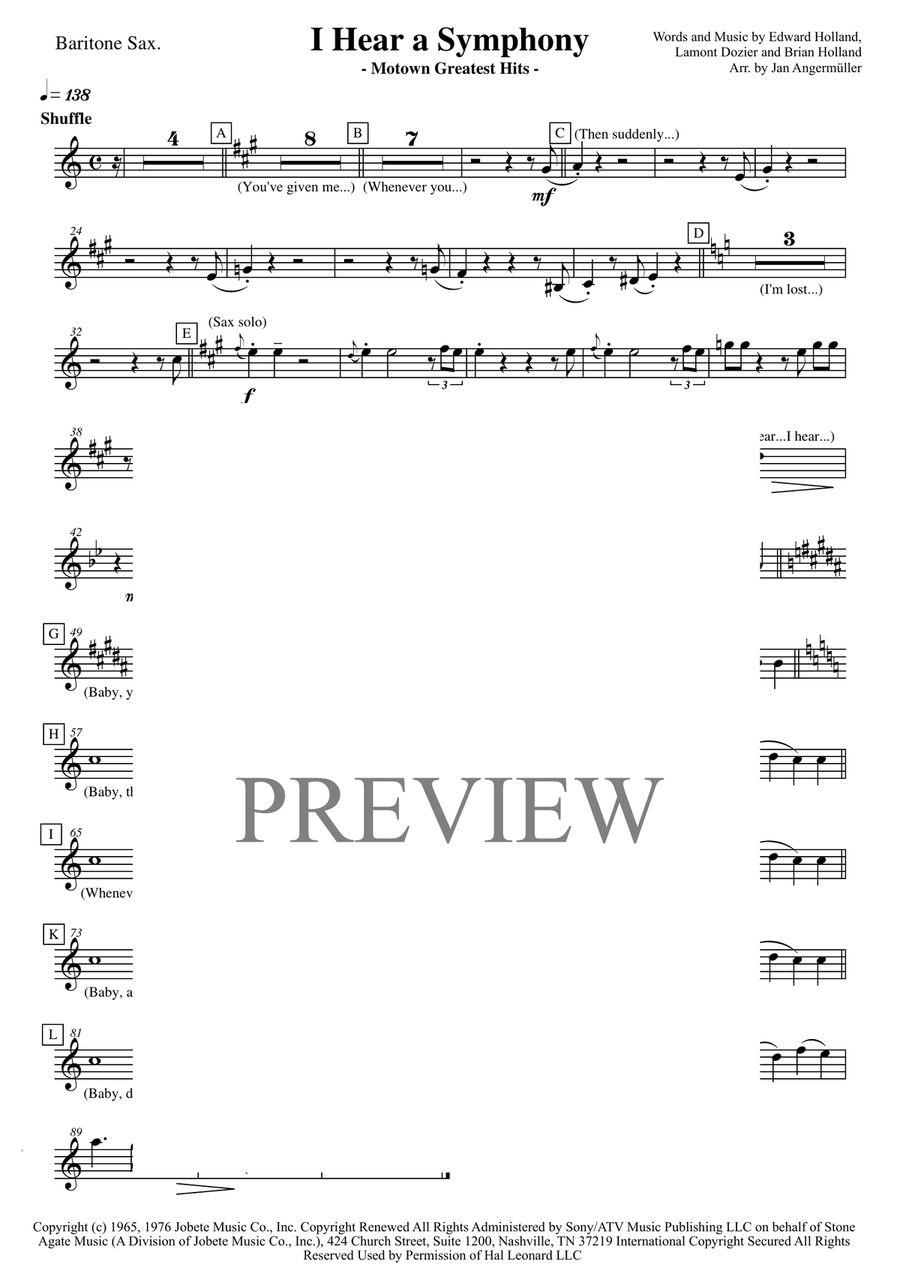 I Hear A Symphony Baritone Saxophone scores gallery preview page 1