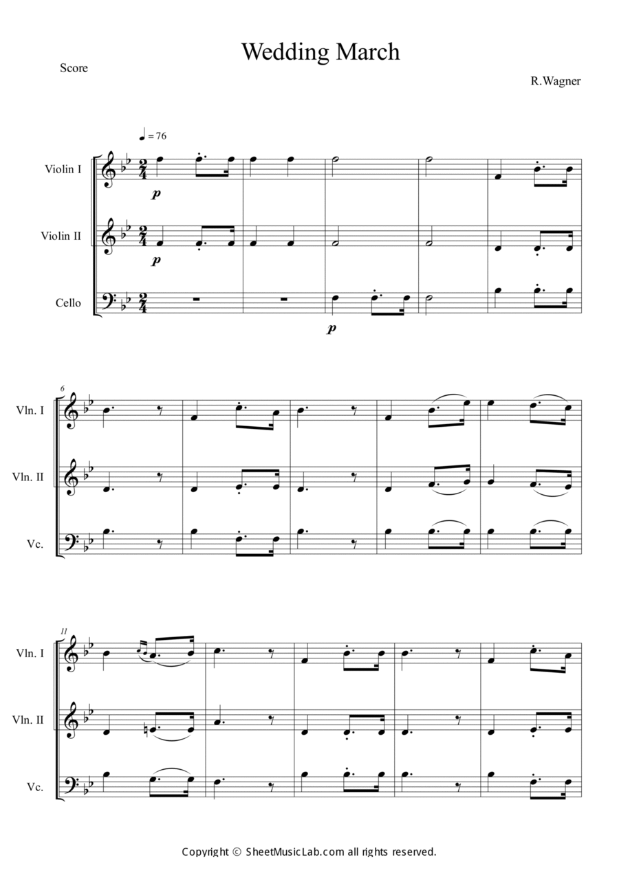 Wedding March String Trio scores gallery preview page 1