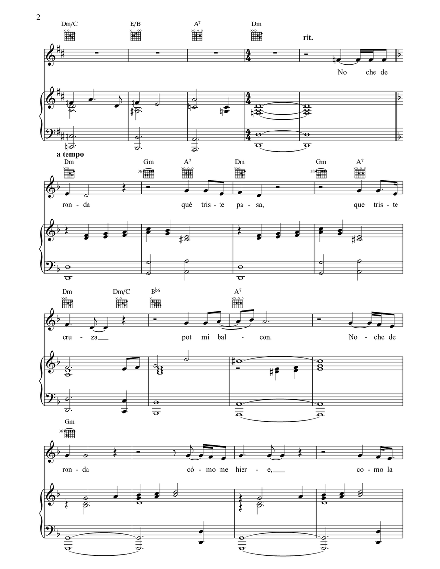 Noche De Ronda Piano, Vocal, Guitar scores gallery preview page 2