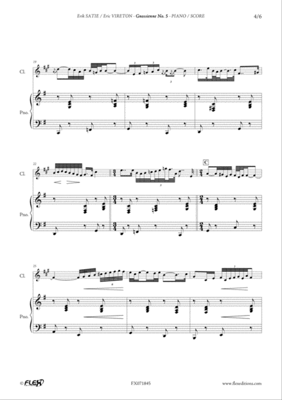 Gnossienne No. 5 B-Flat Clarinet scores gallery preview page 4
