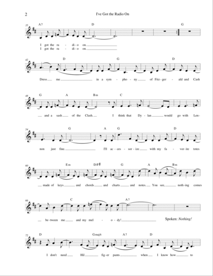 I've Got the Radio On Alto Voice scores gallery preview page 2