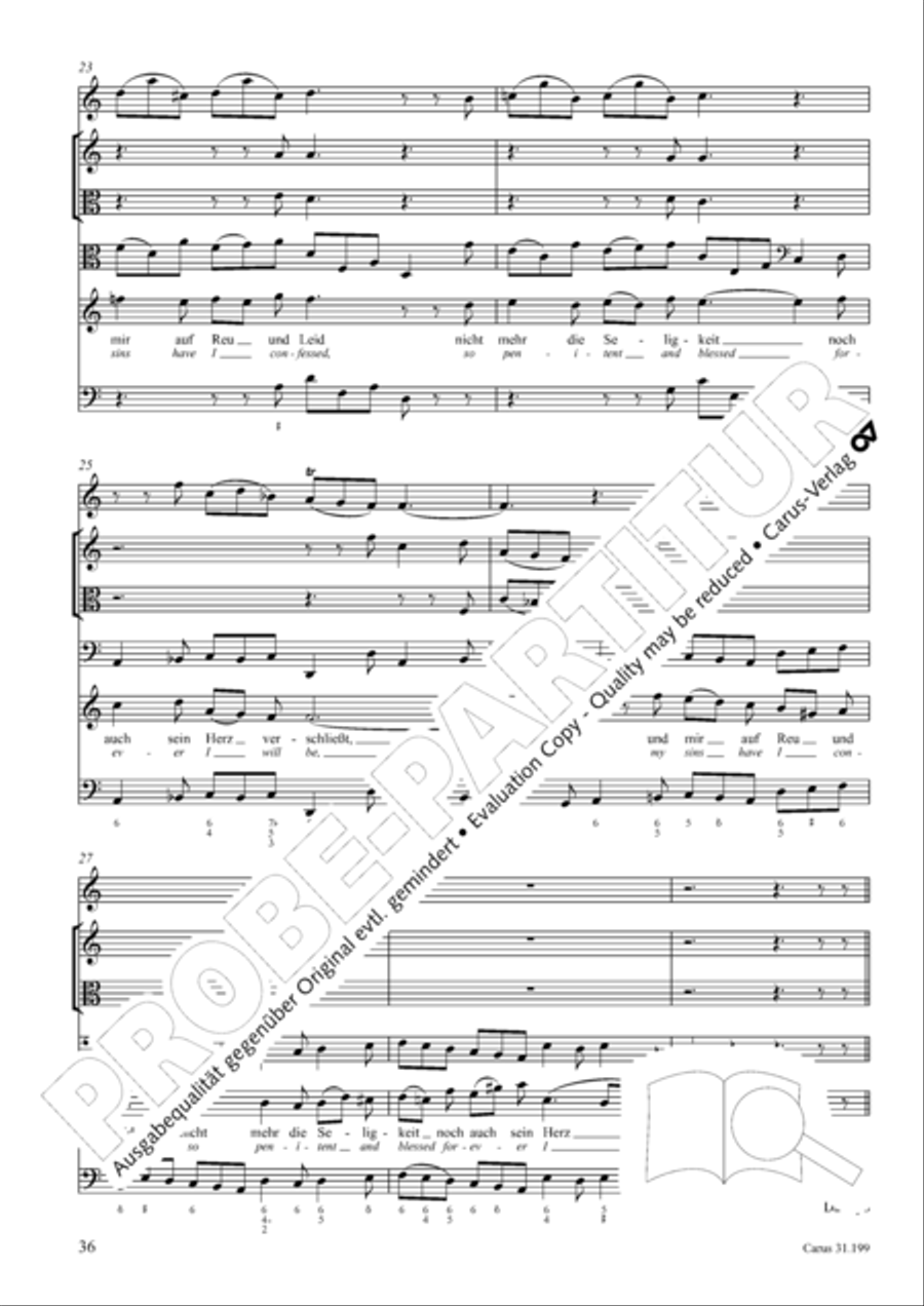 My heart is bathed in blood (Mein Herze schwimmt im Blut) Piccolo scores gallery preview page 37