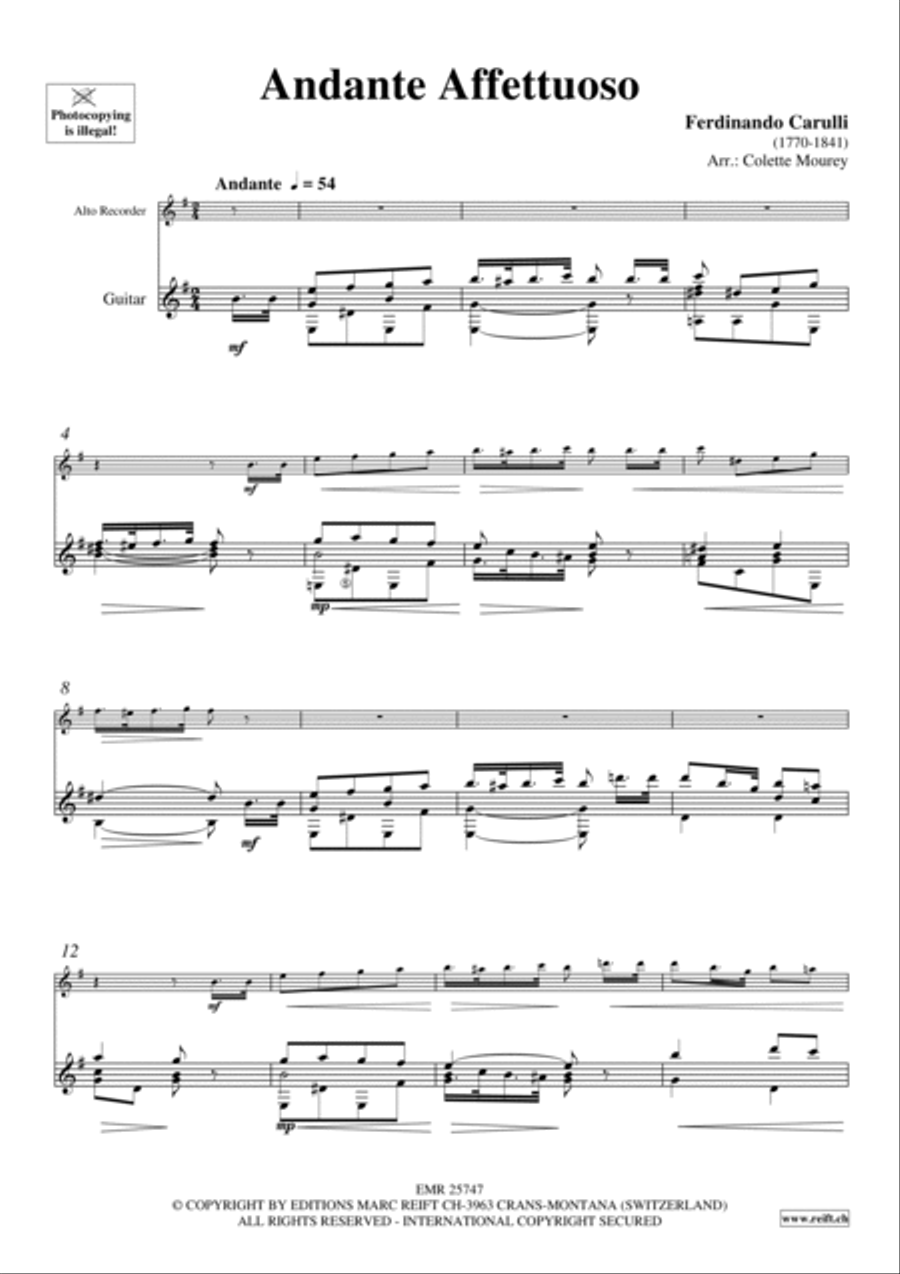 Andante Affettuoso Alto Recorder scores gallery preview page 3