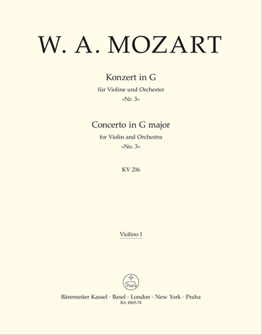 Concerto for Violin and Orchestra, No. 3 G major, KV 216 Violin Solo scores gallery preview page 1