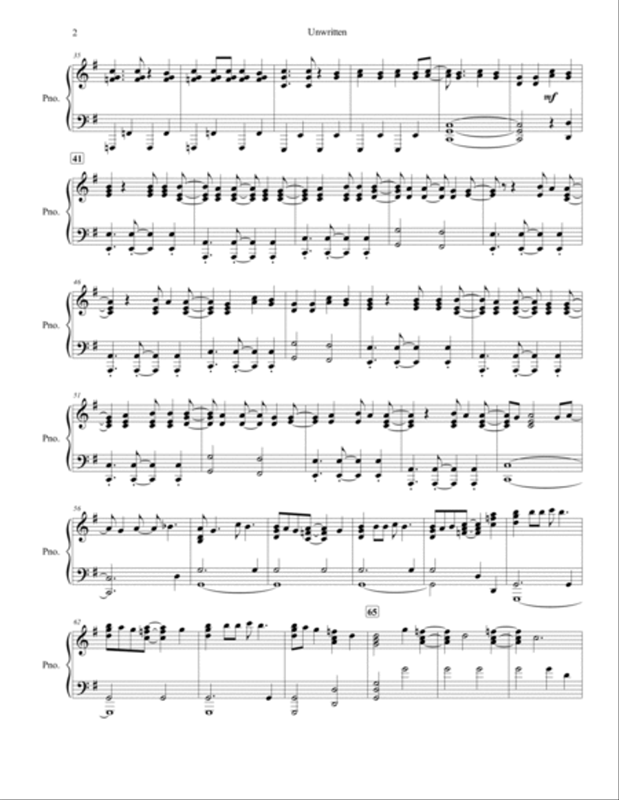 Unwritten Piano Solo scores gallery preview page 2
