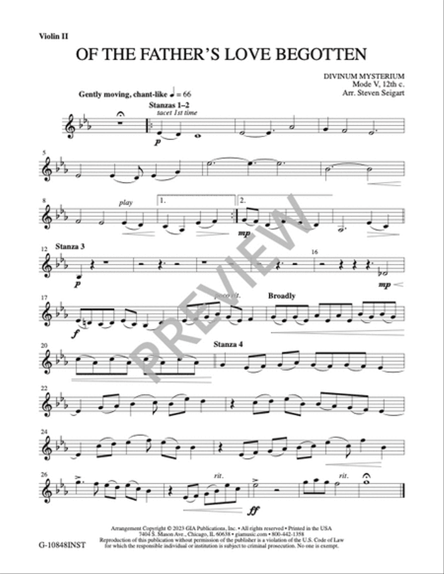 Of the Father's Love Begotten - Instrument edition String Trio scores gallery preview page 2