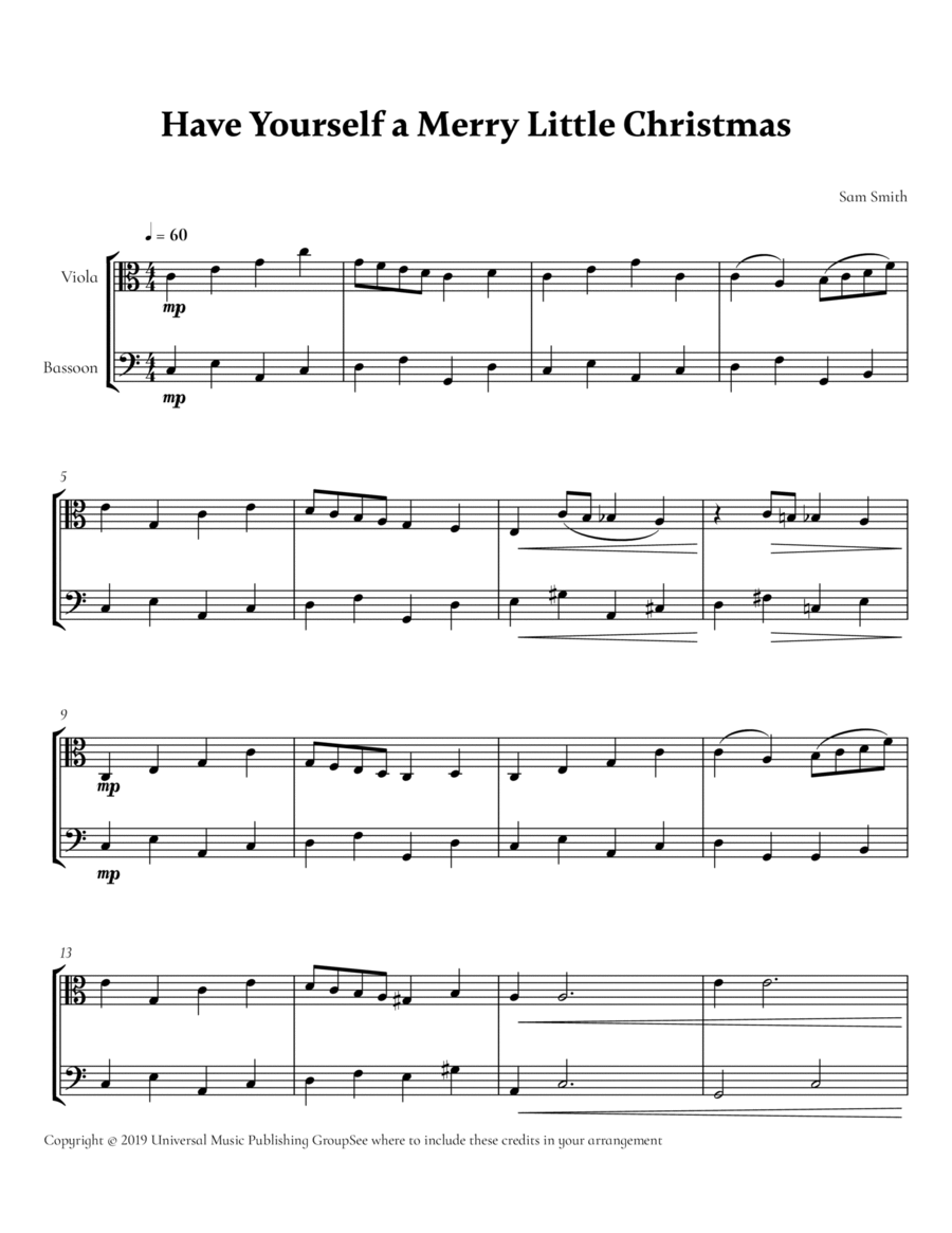 Have Yourself A Merry Little Christmas Score and Parts scores gallery preview page 1