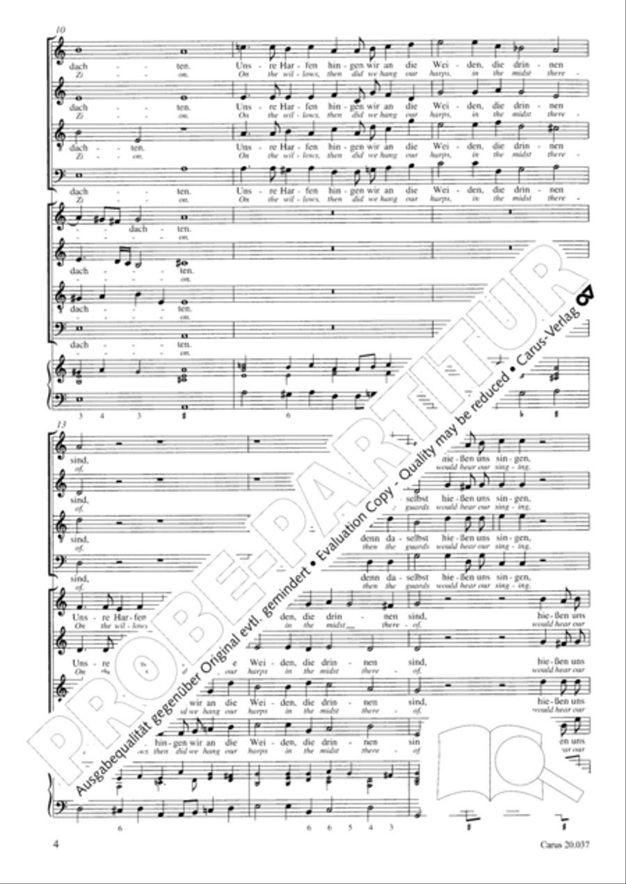 An den Wassern zu Babel sassen wir 4-Part scores gallery preview page 5