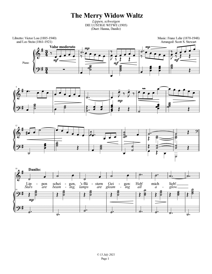 The Merry Widow Waltz - Duet (soprano/tenor or lyric baritone) Voice scores gallery preview page 1
