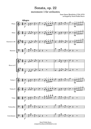 Isaac Ignaz Moscheles, piano sonata op. 22 arranged for orchestra