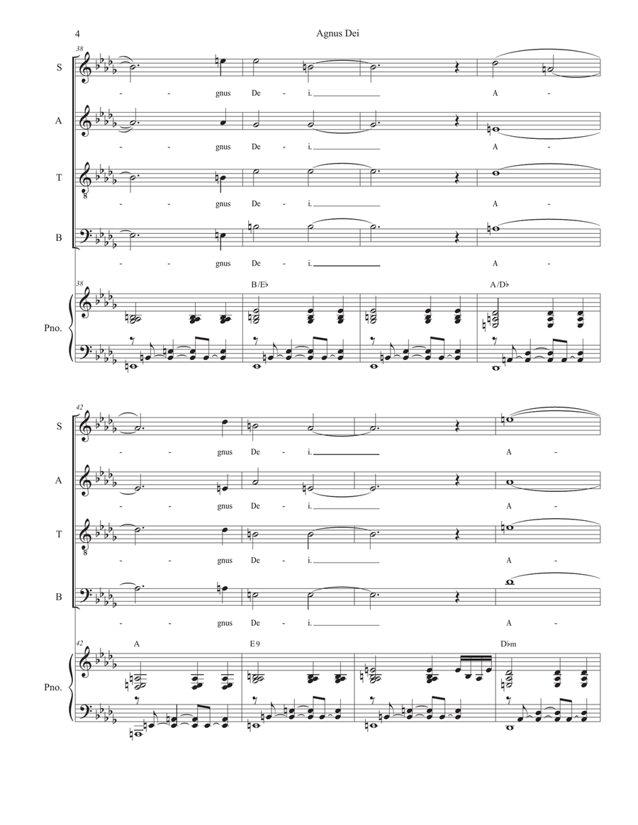 Agnus Dei (Mass of Peace and Justice) (Solo and SATB) 4-Part scores gallery preview page 4