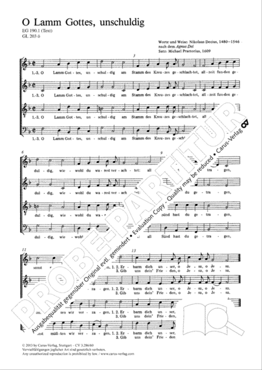 O Lamb of God most holy (O Lamm Gottes, unschuldig) 4-Part scores gallery preview page 2