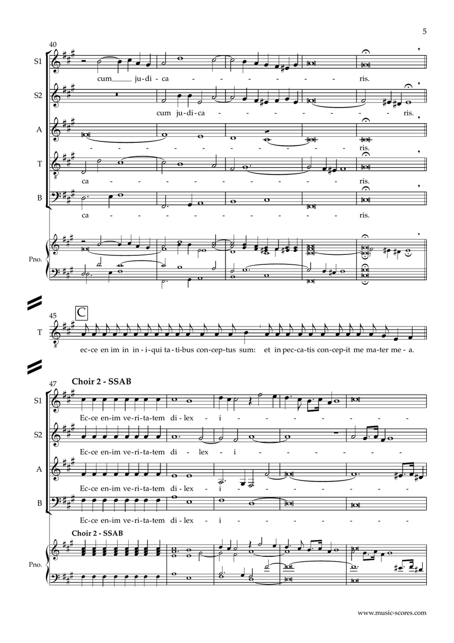 Miserere mei, Deus - F sharp minor 4-Part scores gallery preview page 5
