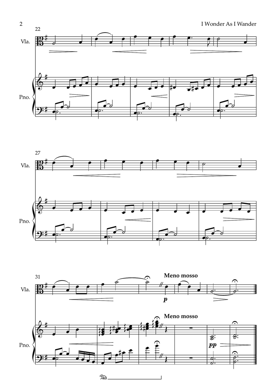 I Wonder As I Wander Viola scores gallery preview page 2