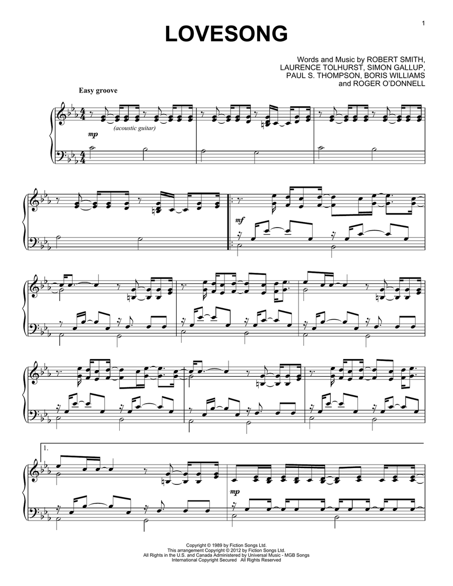 Lovesong Piano Solo scores gallery preview page 1