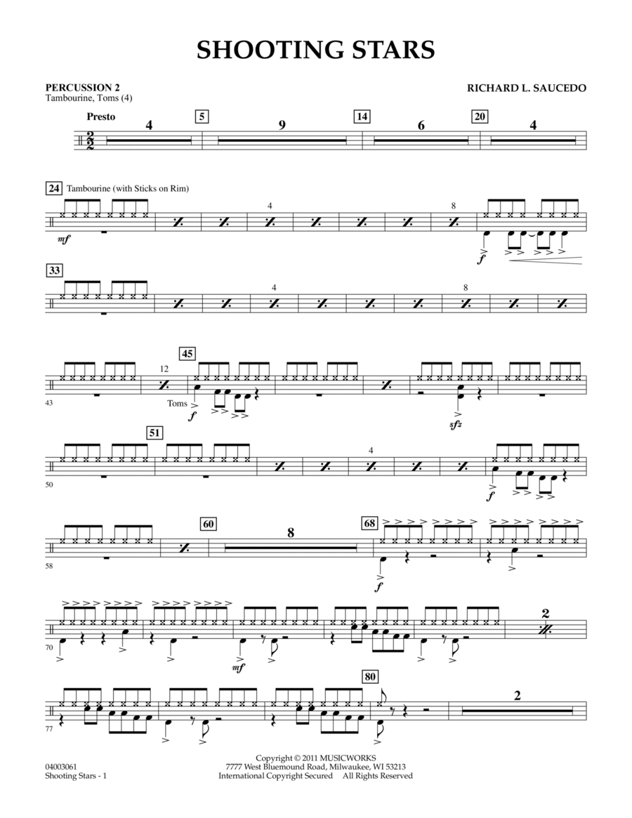 Shooting Stars - Percussion 2 Concert Band scores gallery preview page 1