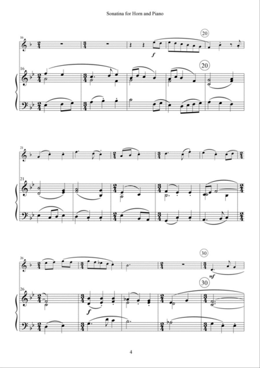 Sonatina for Horn and Piano Horn scores gallery preview page 4