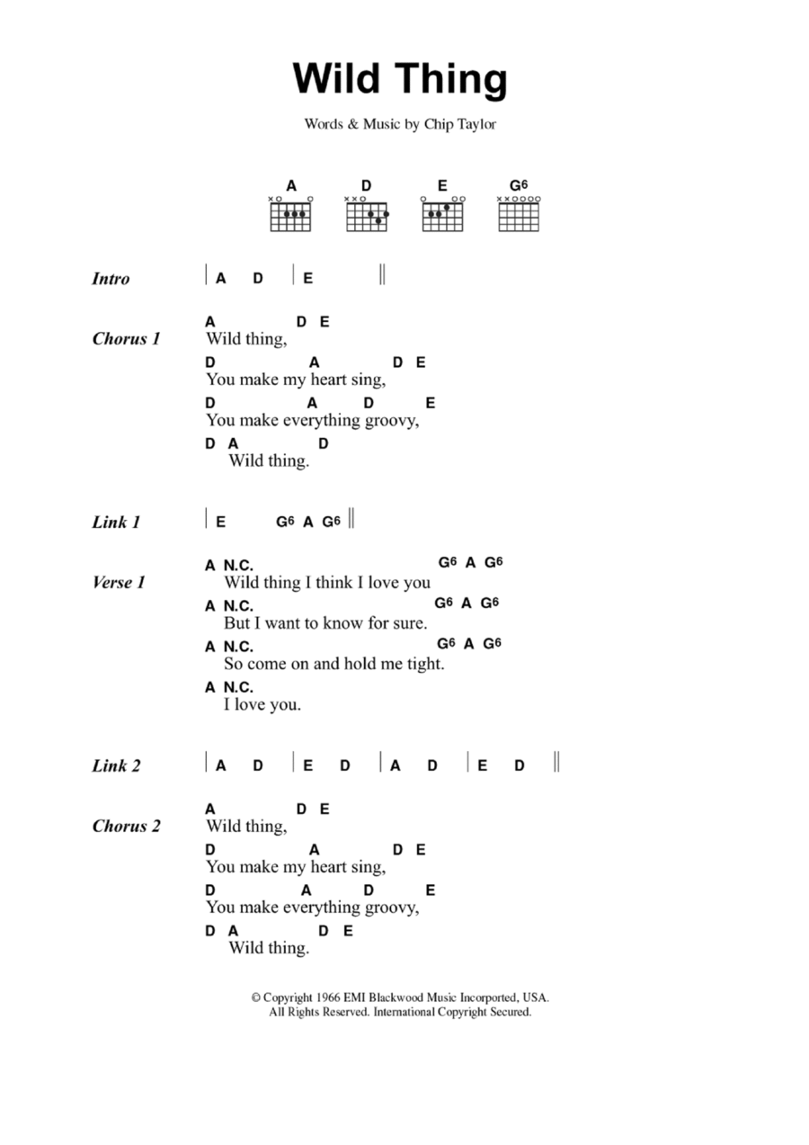 Wild Thing Acoustic Guitar scores gallery preview page 1