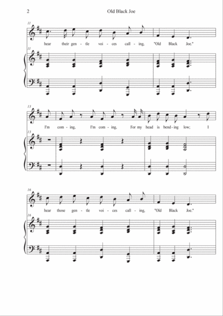 Old Black Joe - Piano/Vocal Voice scores gallery preview page 2
