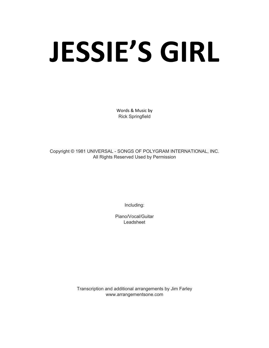Jessie's Girl Piano, Vocal, Guitar scores gallery preview page 1