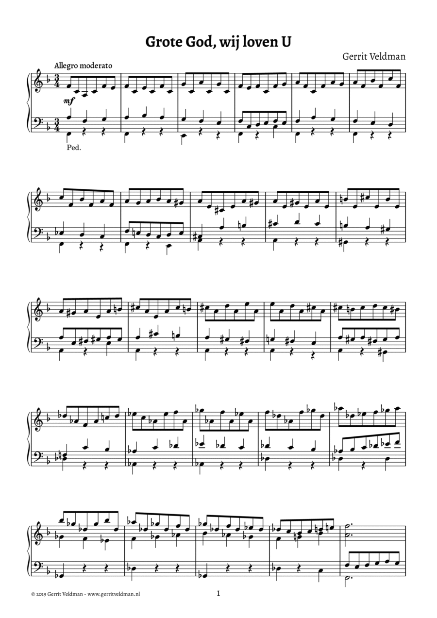 Grote God, wij loven U/Holy God, we praise Thy name Organ Solo scores gallery preview page 1