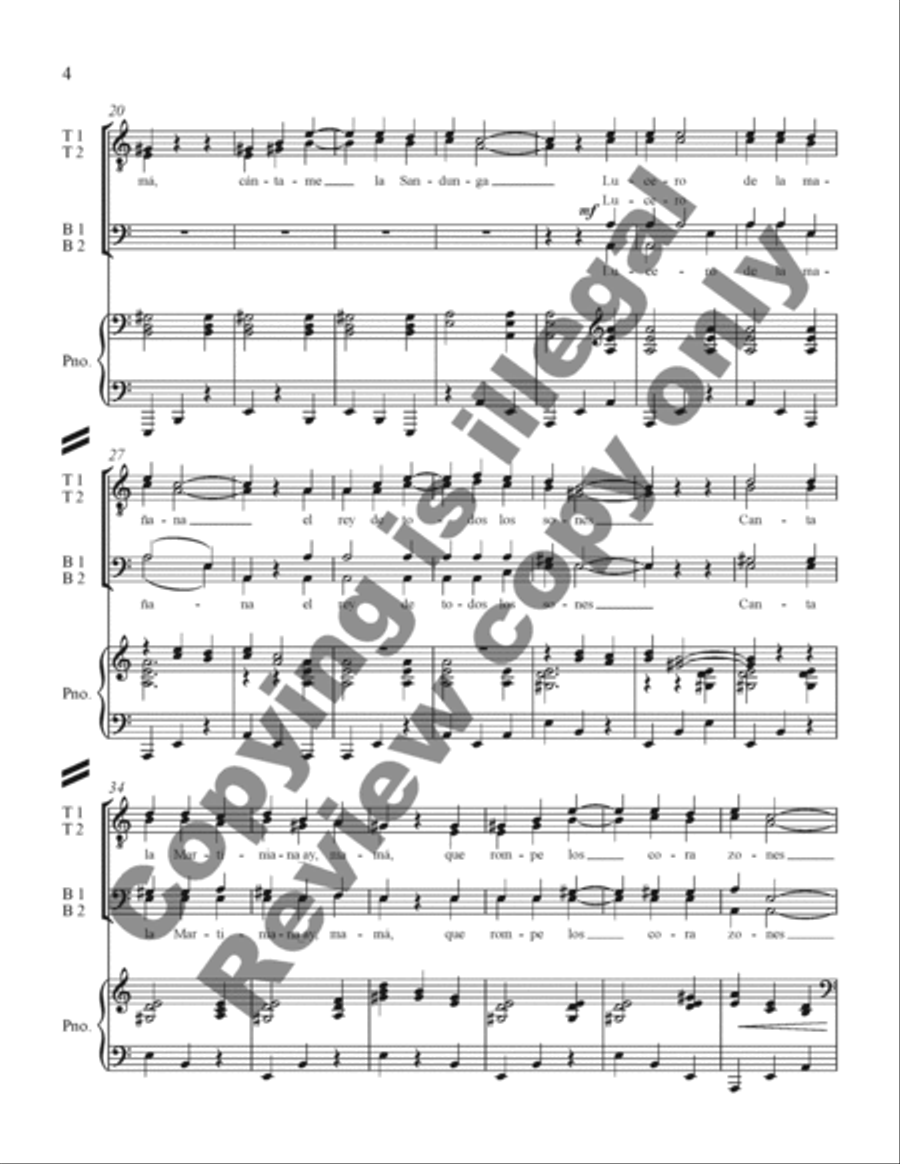 Three Mexican Folk Songs TTBB scores gallery preview page 4
