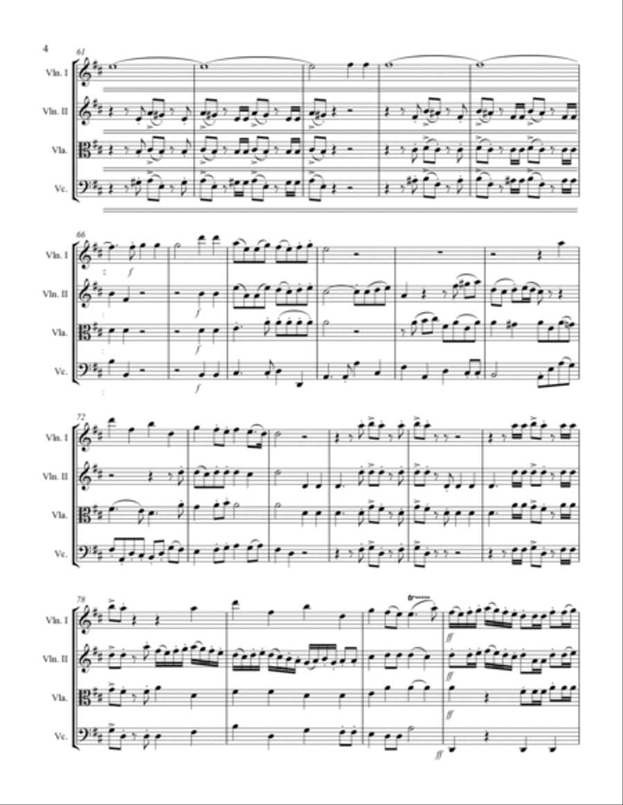 Handel - Hallelujah Chorus from Messiah (for String Quartet) String Quartet scores gallery preview page 5