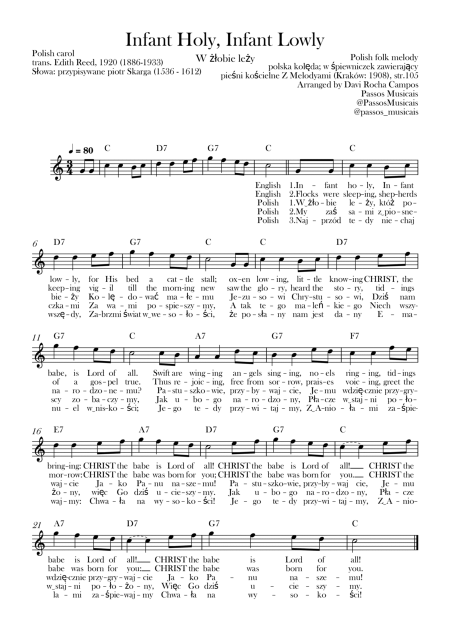 Infant Holy, Infant Lowly (W żłobie leży) Piano scores gallery preview page 1