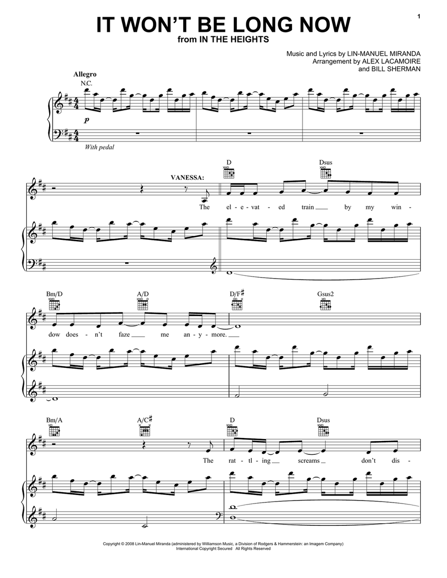 It Won't Be Long Now (from In The Heights: The Musical) Guitar scores gallery preview page 1